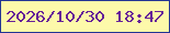 文字の大きさ：1、枠の色：233494、背景の色：fdf9aa、文字の色：662099 無料ブログパーツのブログ時計