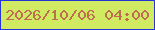文字の大きさ：1、枠の色：2336d8、背景の色：d0eb62、文字の色：be6d53 無料ブログパーツのブログ時計