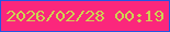 文字の大きさ：2、枠の色：2357e3、背景の色：fb277c、文字の色：ced351 無料ブログパーツのブログ時計