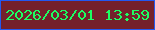 文字の大きさ：2、枠の色：2359f1、背景の色：74202c、文字の色：1cfd62 無料ブログパーツのブログ時計