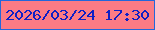 文字の大きさ：4、枠の色：2367db、背景の色：fc7b85、文字の色：101fc5 無料ブログパーツのブログ時計