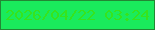 文字の大きさ：5、枠の色：238734、背景の色：1aeb5c、文字の色：36e41d 無料ブログパーツのブログ時計