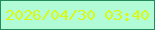 文字の大きさ：1、枠の色：238a5d、背景の色：b1fbd6、文字の色：d6fa13 無料ブログパーツのブログ時計