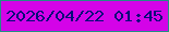 文字の大きさ：4、枠の色：238d86、背景の色：d403e8、文字の色：020c79 無料ブログパーツのブログ時計