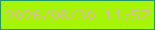 文字の大きさ：3、枠の色：23966c、背景の色：a6f501、文字の色：dabda3 無料ブログパーツのブログ時計
