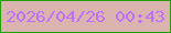 文字の大きさ：2、枠の色：239f05、背景の色：dbb3af、文字の色：bc70fb 無料ブログパーツのブログ時計
