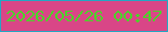 文字の大きさ：5、枠の色：23a7c3、背景の色：d94687、文字の色：4cd329 無料ブログパーツのブログ時計