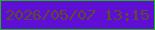 文字の大きさ：1、枠の色：23b31e、背景の色：5f0ed3、文字の色：58502b 無料ブログパーツのブログ時計