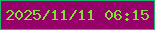 文字の大きさ：4、枠の色：23b46b、背景の色：960069、文字の色：7fe22f 無料ブログパーツのブログ時計