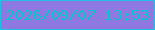 文字の大きさ：1、枠の色：23bee3、背景の色：8f78e1、文字の色：07c7cd 無料ブログパーツのブログ時計