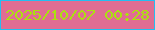文字の大きさ：5、枠の色：23bef1、背景の色：e06d93、文字の色：abe10f 無料ブログパーツのブログ時計