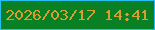 文字の大きさ：4、枠の色：23bff2、背景の色：088023、文字の色：da9d30 無料ブログパーツのブログ時計