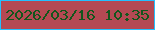 文字の大きさ：5、枠の色：23c0fe、背景の色：b44953、文字の色：12561c 無料ブログパーツのブログ時計