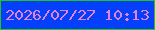 文字の大きさ：1、枠の色：23c617、背景の色：043ffb、文字の色：e682db 無料ブログパーツのブログ時計