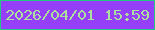文字の大きさ：4、枠の色：23c884、背景の色：953ff8、文字の色：ace0a1 無料ブログパーツのブログ時計