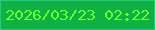 文字の大きさ：1、枠の色：23cc82、背景の色：0fb145、文字の色：66fe2c 無料ブログパーツのブログ時計