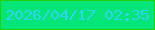文字の大きさ：2、枠の色：23d009、背景の色：06e577、文字の色：30d3f6 無料ブログパーツのブログ時計
