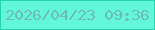 文字の大きさ：4、枠の色：23d5ad、背景の色：62f7d9、文字の色：6ebdb5 無料ブログパーツのブログ時計