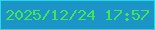 文字の大きさ：5、枠の色：23d9e4、背景の色：1c94c8、文字の色：41e55a 無料ブログパーツのブログ時計