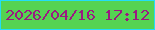 文字の大きさ：1、枠の色：23ddf7、背景の色：55d352、文字の色：9b1a81 無料ブログパーツのブログ時計