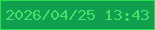 文字の大きさ：4、枠の色：23e24e、背景の色：119f4f、文字の色：41e267 無料ブログパーツのブログ時計