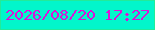 文字の大きさ：2、枠の色：23eb99、背景の色：02f6cb、文字の色：d913d8 無料ブログパーツのブログ時計