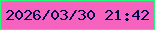 文字の大きさ：5、枠の色：23fc76、背景の色：f663be、文字の色：030452 無料ブログパーツのブログ時計