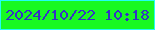 文字の大きさ：5、枠の色：23fdf5、背景の色：18f922、文字の色：3532c6 無料ブログパーツのブログ時計