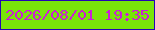 文字の大きさ：1、枠の色：2404b5、背景の色：79e50a、文字の色：cc1dd6 無料ブログパーツのブログ時計