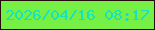 文字の大きさ：2、枠の色：240c0c、背景の色：76f045、文字の色：18e2bd 無料ブログパーツのブログ時計