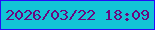 文字の大きさ：3、枠の色：240cf7、背景の色：12c4d6、文字の色：6b077f 無料ブログパーツのブログ時計