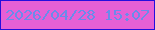 文字の大きさ：2、枠の色：240ede、背景の色：e660d5、文字の色：6b8bea 無料ブログパーツのブログ時計