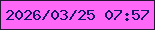 文字の大きさ：3、枠の色：241832、背景の色：fd68f6、文字の色：121565 無料ブログパーツのブログ時計