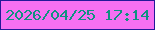 文字の大きさ：1、枠の色：241999、背景の色：f670f2、文字の色：119180 無料ブログパーツのブログ時計