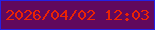 文字の大きさ：4、枠の色：2421e4、背景の色：61085d、文字の色：eb2305 無料ブログパーツのブログ時計