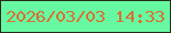 文字の大きさ：1、枠の色：242d18、背景の色：67f9a1、文字の色：da6f30 無料ブログパーツのブログ時計