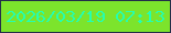 文字の大きさ：5、枠の色：242f49、背景の色：7ce42c、文字の色：25feaf 無料ブログパーツのブログ時計
