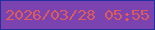文字の大きさ：5、枠の色：24309d、背景の色：7b43af、文字の色：df5a5a 無料ブログパーツのブログ時計