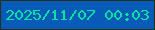 文字の大きさ：3、枠の色：24321a、背景の色：055bb7、文字の色：04e4a0 無料ブログパーツのブログ時計