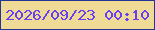 文字の大きさ：1、枠の色：243695、背景の色：efdb96、文字の色：6840f3 無料ブログパーツのブログ時計