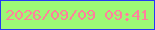 文字の大きさ：5、枠の色：2439f5、背景の色：9df876、文字の色：ff819d 無料ブログパーツのブログ時計