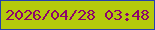 文字の大きさ：2、枠の色：2441af、背景の色：b4ca0c、文字の色：8e046b 無料ブログパーツのブログ時計
