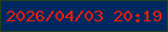 文字の大きさ：1、枠の色：24421b、背景の色：01295f、文字の色：e71d0c 無料ブログパーツのブログ時計