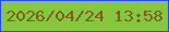 文字の大きさ：4、枠の色：2449ff、背景の色：86c83d、文字の色：7b5f1f 無料ブログパーツのブログ時計