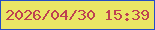 文字の大きさ：3、枠の色：244dc6、背景の色：eae565、文字の色：be4151 無料ブログパーツのブログ時計