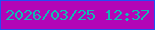 文字の大きさ：5、枠の色：244ef3、背景の色：b205b7、文字の色：11bcb3 無料ブログパーツのブログ時計