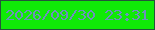 文字の大きさ：4、枠の色：24553a、背景の色：10ea07、文字の色：6c91bc 無料ブログパーツのブログ時計