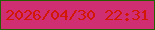 文字の大きさ：3、枠の色：246002、背景の色：d02e72、文字の色：d21705 無料ブログパーツのブログ時計