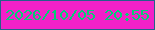 文字の大きさ：2、枠の色：24608a、背景の色：f221c8、文字の色：04cd76 無料ブログパーツのブログ時計