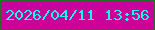 文字の大きさ：1、枠の色：246d27、背景の色：cb0299、文字の色：16f8e6 無料ブログパーツのブログ時計